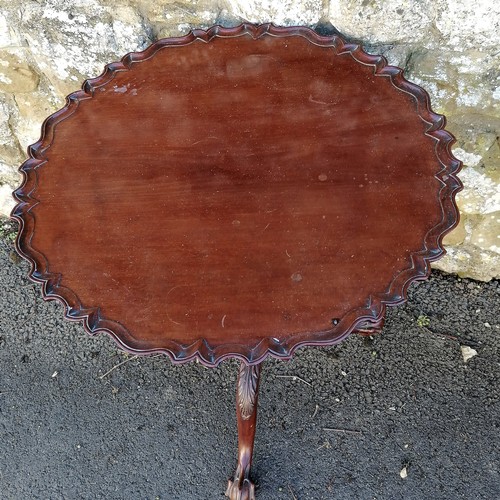 381 - Antique mahogany pie crust tilt top table 71cm diameter