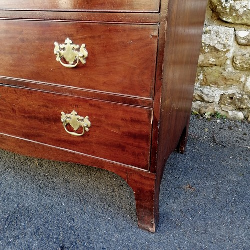 382 - Antique mahogany bureau bookcase with top drawer pulling out to reveal bureau has original key and i... 