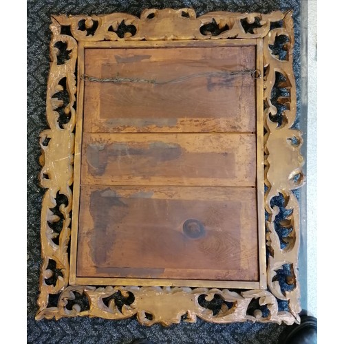 384 - Antique florentine hand carved wooden gilt framed mirror - 79cm x 102cm ~ some losses to frame