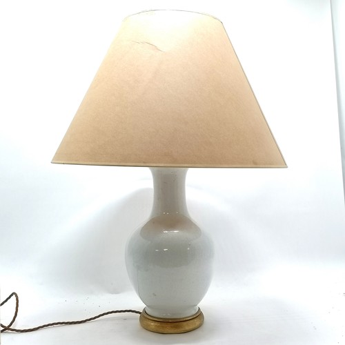 391 - Contemporary porcelain lamp with gilded wooden base - total height 70cm