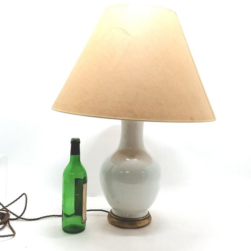 391 - Contemporary porcelain lamp with gilded wooden base - total height 70cm