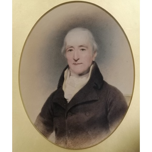 393 - Georgian framed watercolour painting of George Capel Cure of Blake Hall, Ongar painted 21-Jan-1820 a... 