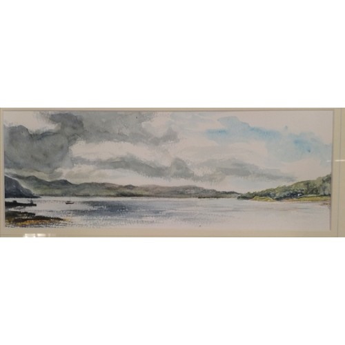 395 - 2 x framed watercolour paintings - 2009 'Loch Melfort from Pierhouse cottage' by Edward Fremantle & ... 