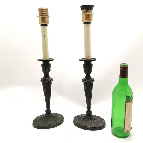 406 - Pair of Continental classical style bronze table lamps - 50cm high