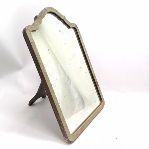 408 - Antique shagreen veneered easel stand mirror - 44cm high x 28cm wide ~ has obvious loss to front & a... 