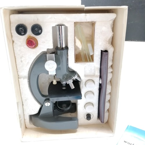 414 - Greenkat 900x boxed microscope with original booklet - box (a/f) 22cm x 28cm x 13cm