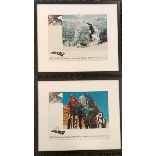 421 - 2 x Framed Paramount Downhill racer lobby cards #3 & 6 ~ frame 50 cm x 43 cm