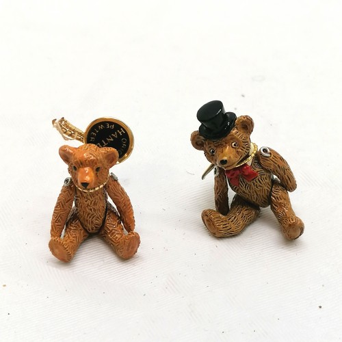 428 - Two Hantel Victorian Miniature pewter Bears, 1 having top hat 4cm high.