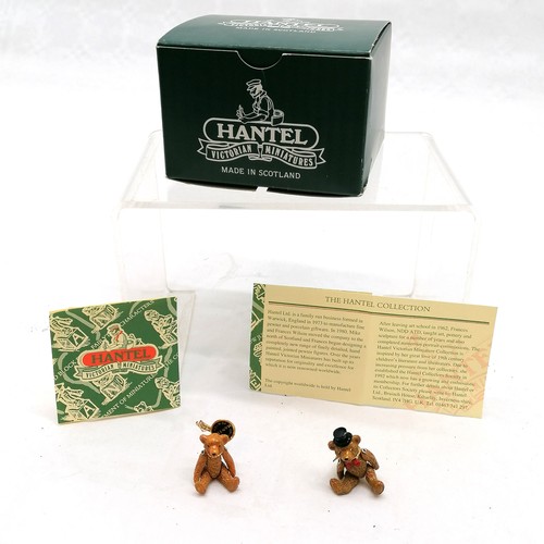 428 - Two Hantel Victorian Miniature pewter Bears, 1 having top hat 4cm high.