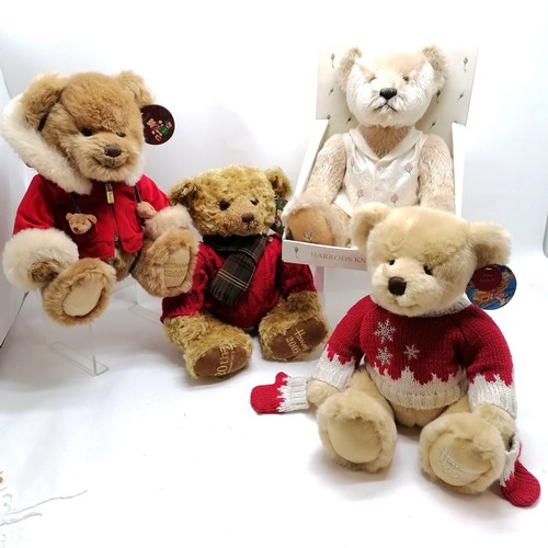 435 - 4 x Harrods bears - 2005 (20th anniversary), 2007, 2008 & boxed bear with rosebud jacket - box 34.5c... 