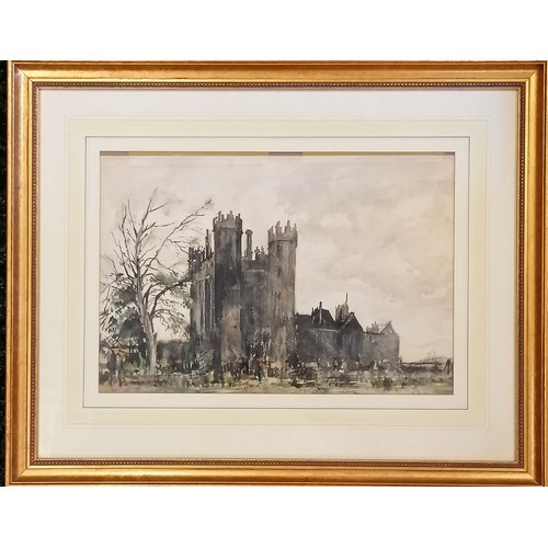 446 - Framed watercolour painting of Warwick castle by Adrian Keith Hill (1895-1977) - frame 53cm x 66cm ~... 