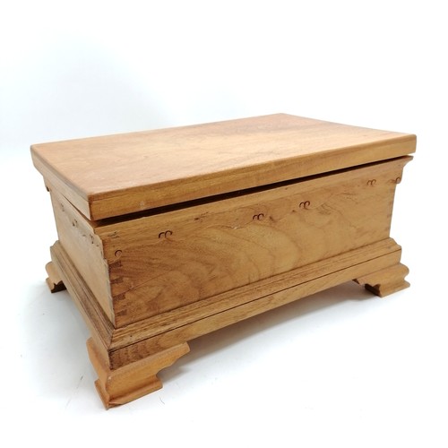 456 - Mahogany jewellery box with lift out tray 37cm x 25cm x 18cm high. Has a slight warp to the lid