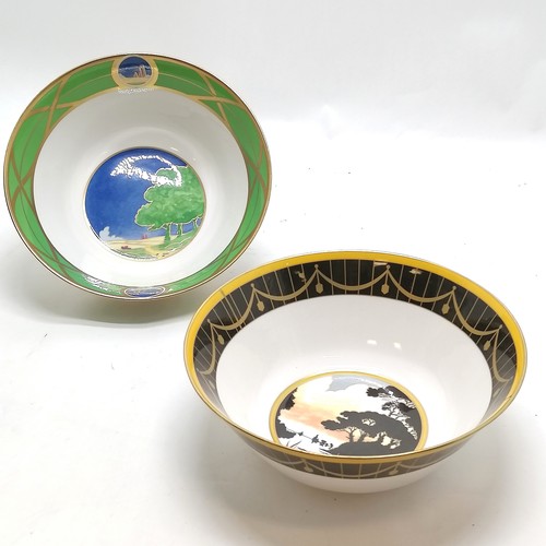 459 - 2 Royal Worcester Art Deco Collection bowls- Morning River & Lazy Days both 25cm diameter and with n... 