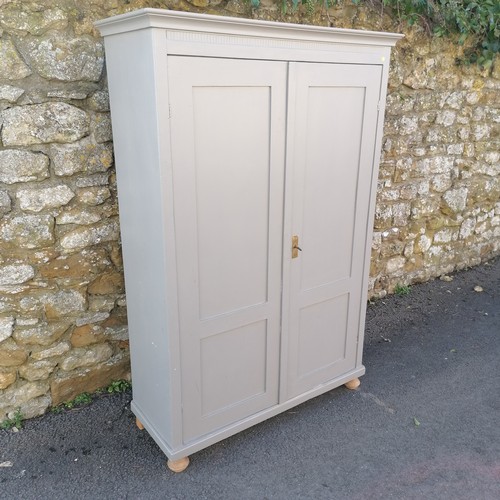 465 - Antique continental grey painted 2 door pine cupord. 110cm x 170cm x 43cm. In overall good used cond... 