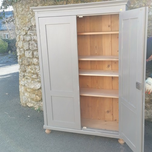 465 - Antique continental grey painted 2 door pine cupord. 110cm x 170cm x 43cm. In overall good used cond... 