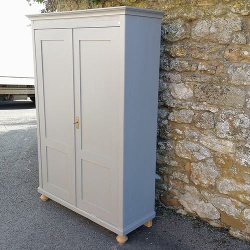 465 - Antique continental grey painted 2 door pine cupord. 110cm x 170cm x 43cm. In overall good used cond... 