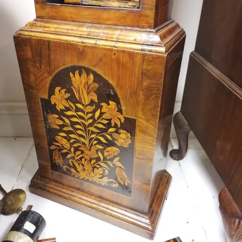 781 - Dutch Walnut and marquetry inlaid longcase clock, by Ben Child London, 225 cms in height, 49 cms in ... 