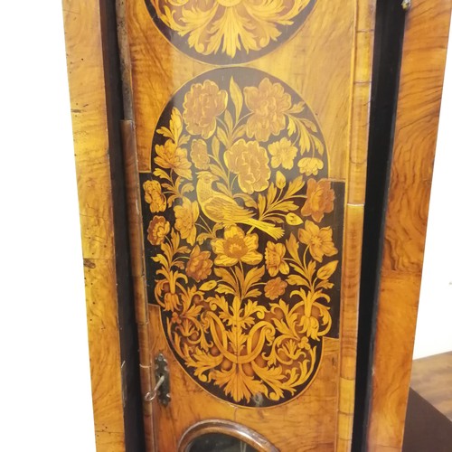 781 - Dutch Walnut and marquetry inlaid longcase clock, by Ben Child London, 225 cms in height, 49 cms in ... 