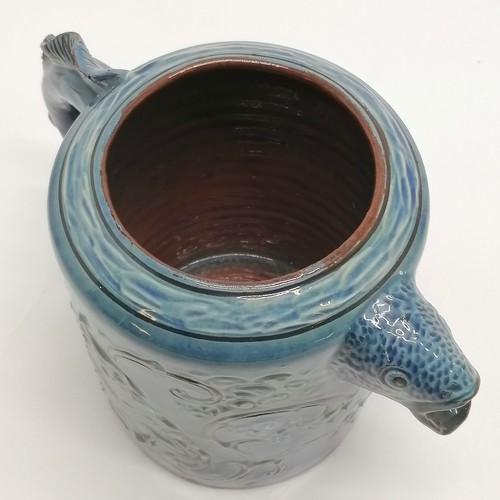 1 - 1898 Brannam pottery fish jug with fish head spout Regd 44561 - 16.5cm high ~ has frittering to glaz... 