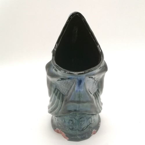 4 - 1909 C H Brannam studio pottery fish head jug - 17cm high ~ has chip to base & slight losses to glaz... 