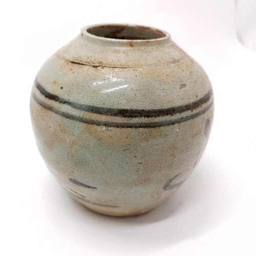 19 - Antique Chinese ginger jar lacks cover and is A/F 12cm high T/W an antique Seito Ware blue and white... 