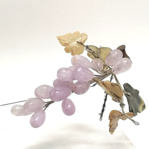 39 - 3 x Oriental bunches of grapes inc rose quartz, onyx & glass t/w soapstone carved persimmon & soapst... 