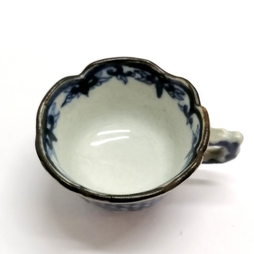 41 - Antique Oriental blue & white small teacup with marks to base - 3cm high ~ has losses of glaze to th... 