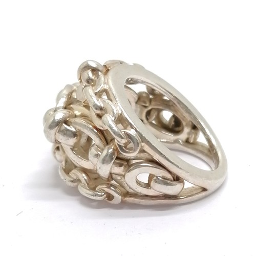 637 - Links of London silver hallmarked heavy silver ring size K - 13.4g
