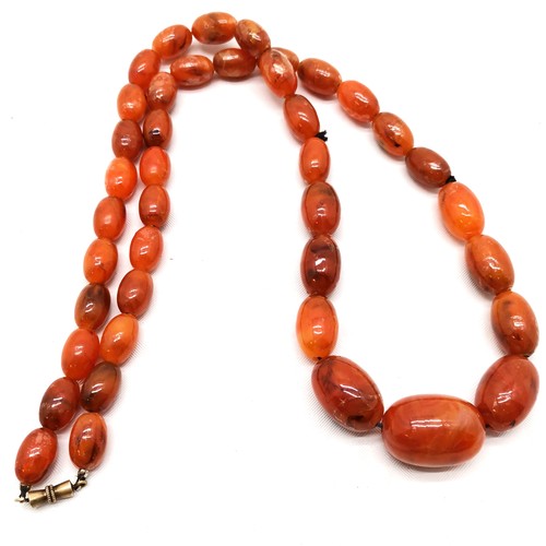 683 - Vintage strand of amber coloured bead necklace 74cm