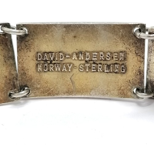 696 - David Andersen Norwegian silver enamel bracelet with floral panels - 20.5cm long x 13mm wide ~ wear ... 