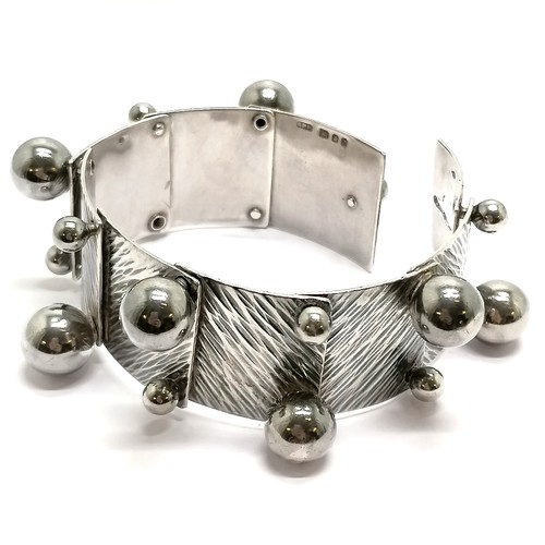 697 - 1970 silver brutalist style panel bangle with ball detail by Anthony Paton Hawksley (1921-91) - 69g