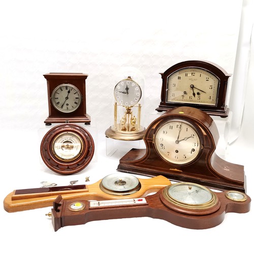 1125 - Camerer Cuss & Co mahogany mantle clock with gong strike movement (28cm x 21cm high - slight loss to... 