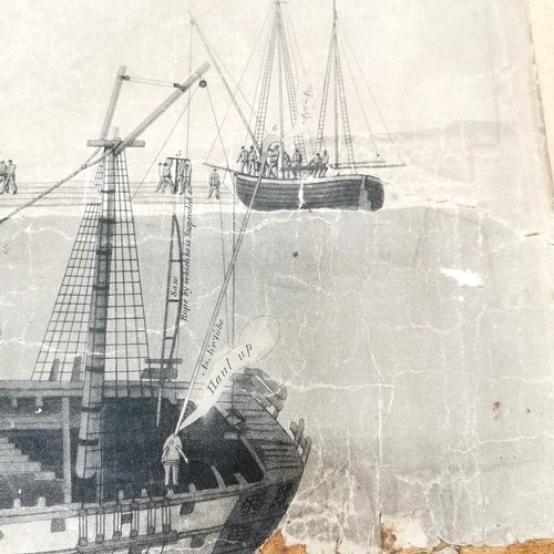 63 - Mounted 1806 etching of goods being recovered from wreck of Abergavenny by Tonkin's diving machine -... 