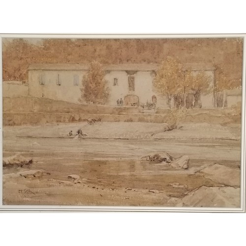 66 - 1928 framed watercolour painting of Gloaming near St Lizier by Arthur Reginald Smith (1872-1934) - f... 