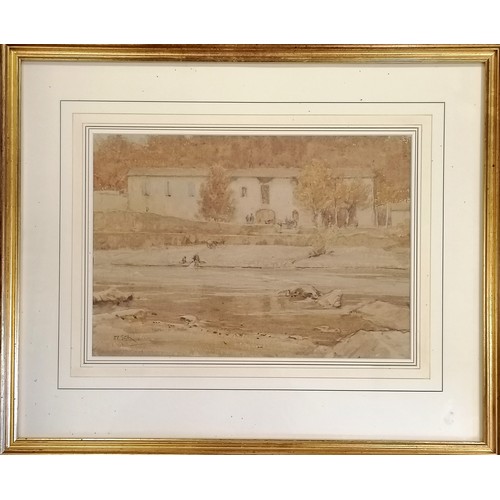 66 - 1928 framed watercolour painting of Gloaming near St Lizier by Arthur Reginald Smith (1872-1934) - f... 