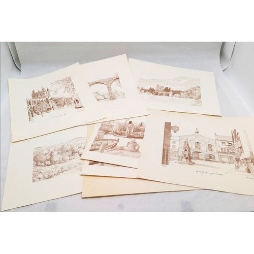 70 - 3 x signed prints of Great Torrington & Crediton by David Jones t/w 5 unsigned prints - 51cm x 40.5c... 