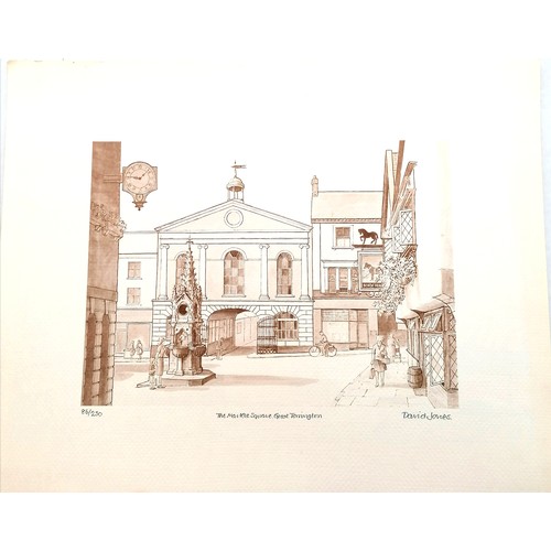 70 - 3 x signed prints of Great Torrington & Crediton by David Jones t/w 5 unsigned prints - 51cm x 40.5c... 