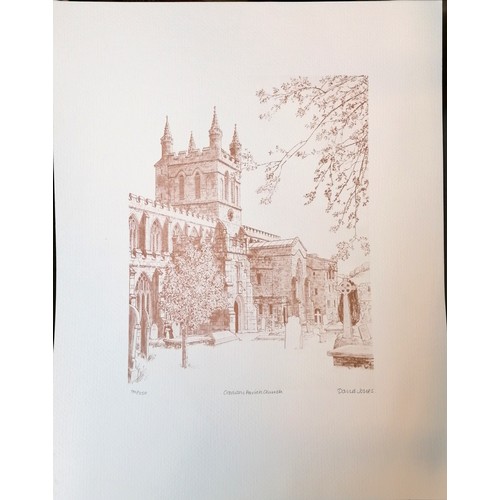 70 - 3 x signed prints of Great Torrington & Crediton by David Jones t/w 5 unsigned prints - 51cm x 40.5c... 