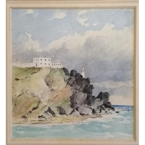 84 - Framed watercolour painting of Maughold head (easternmost point of) Isle of Man by Charles Ernest De... 