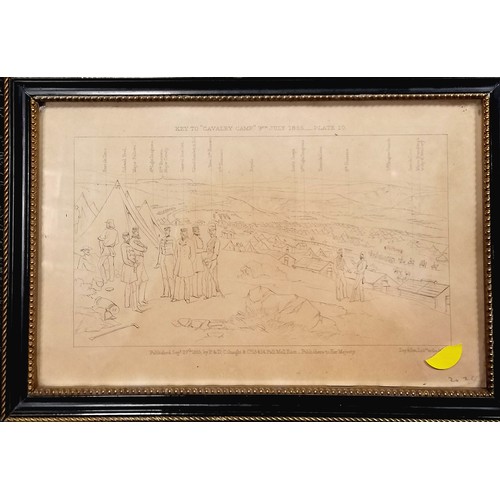 88 - Framed 1855 print of Crimean War : Cavalry Camp by William Simpson (1823-99) after R M Bryson and pu... 