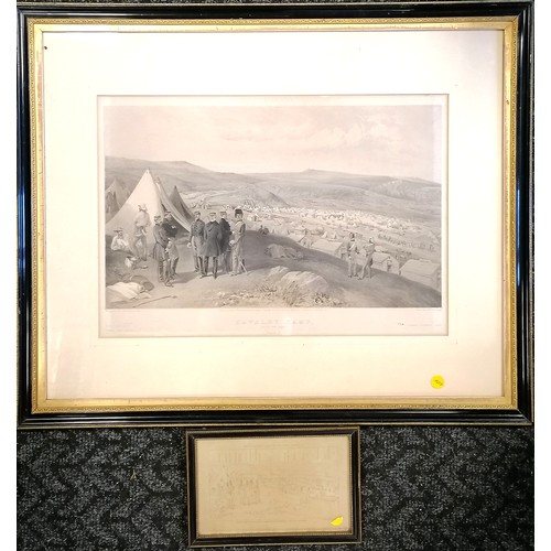 88 - Framed 1855 print of Crimean War : Cavalry Camp by William Simpson (1823-99) after R M Bryson and pu... 