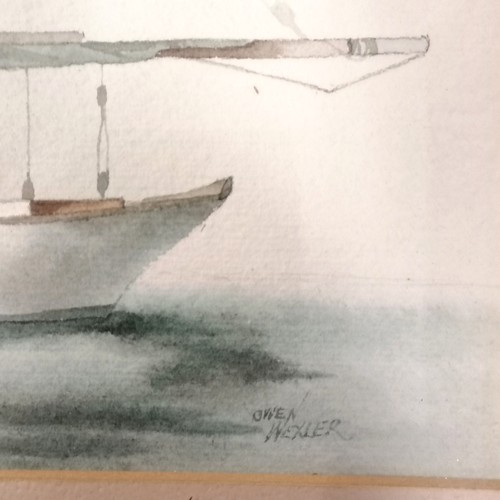 121 - Framed signed watercolour painting of a yacht by Owen Wexler (1942-2022) - frame 43cm x 53cm