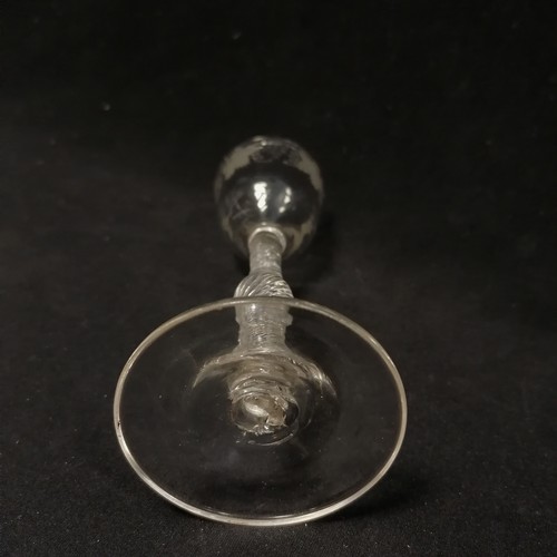 136 - 18th century cordial glass with pontil scar to base - 11.5cm high & 6.2cm base ~ no obvious damage