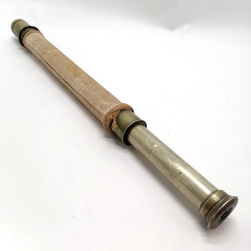 145 - Single draw telescope by Heath & Co Ltd with original canvas binding total length 61cm- has cracked ... 