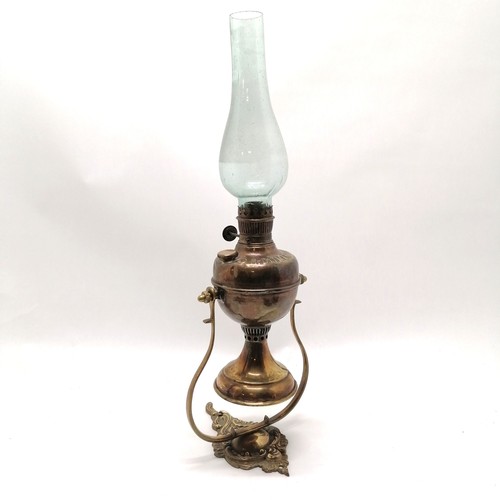 148 - Antique gimble brass oil lamp by R Ditmar's Favorit Lampe with glass flue- total height of lamp 41cm... 