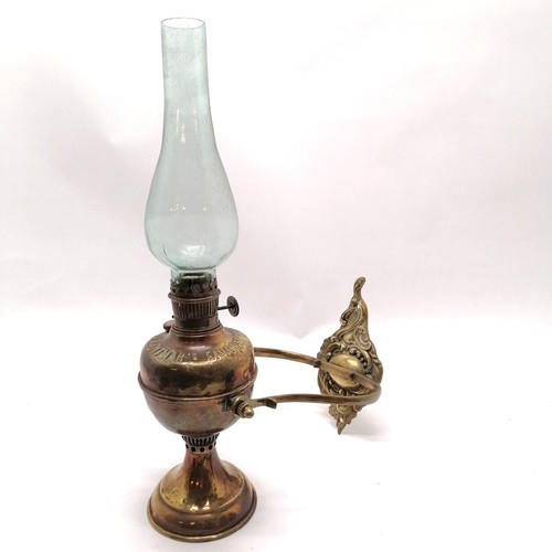 148 - Antique gimble brass oil lamp by R Ditmar's Favorit Lampe with glass flue- total height of lamp 41cm... 