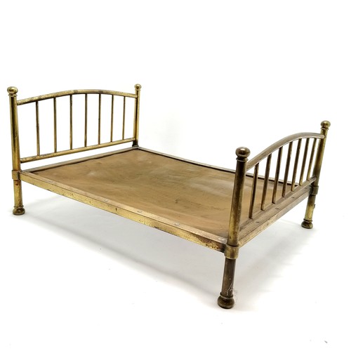 151 - Antique dolls brass double bed 45cm x 33cm x 23cm high - in good used condition