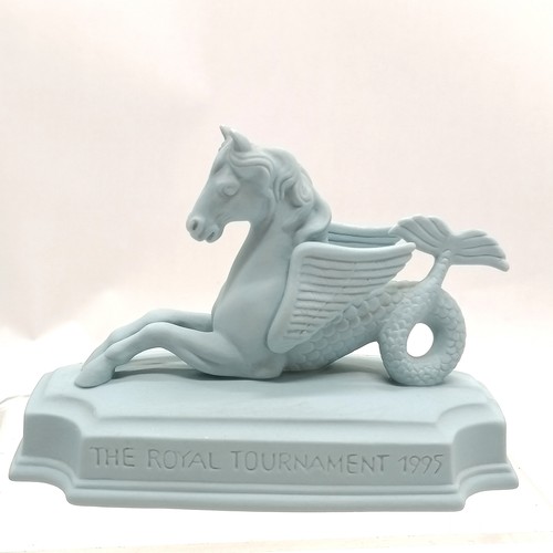 179 - 1995 Herend Royal Tournament blue bisque hippocampus figure in original presentation box with bookle... 