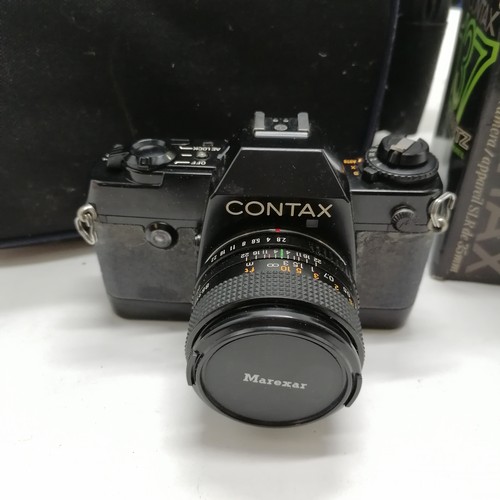 181 - Contax 137 camera with 28mm lens & bag of assorted accessories