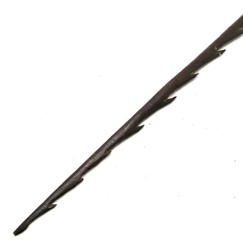 191 - Antique Aboriginal hand carved barbed spear / hunting weapon - 92cm - some losses to barbs